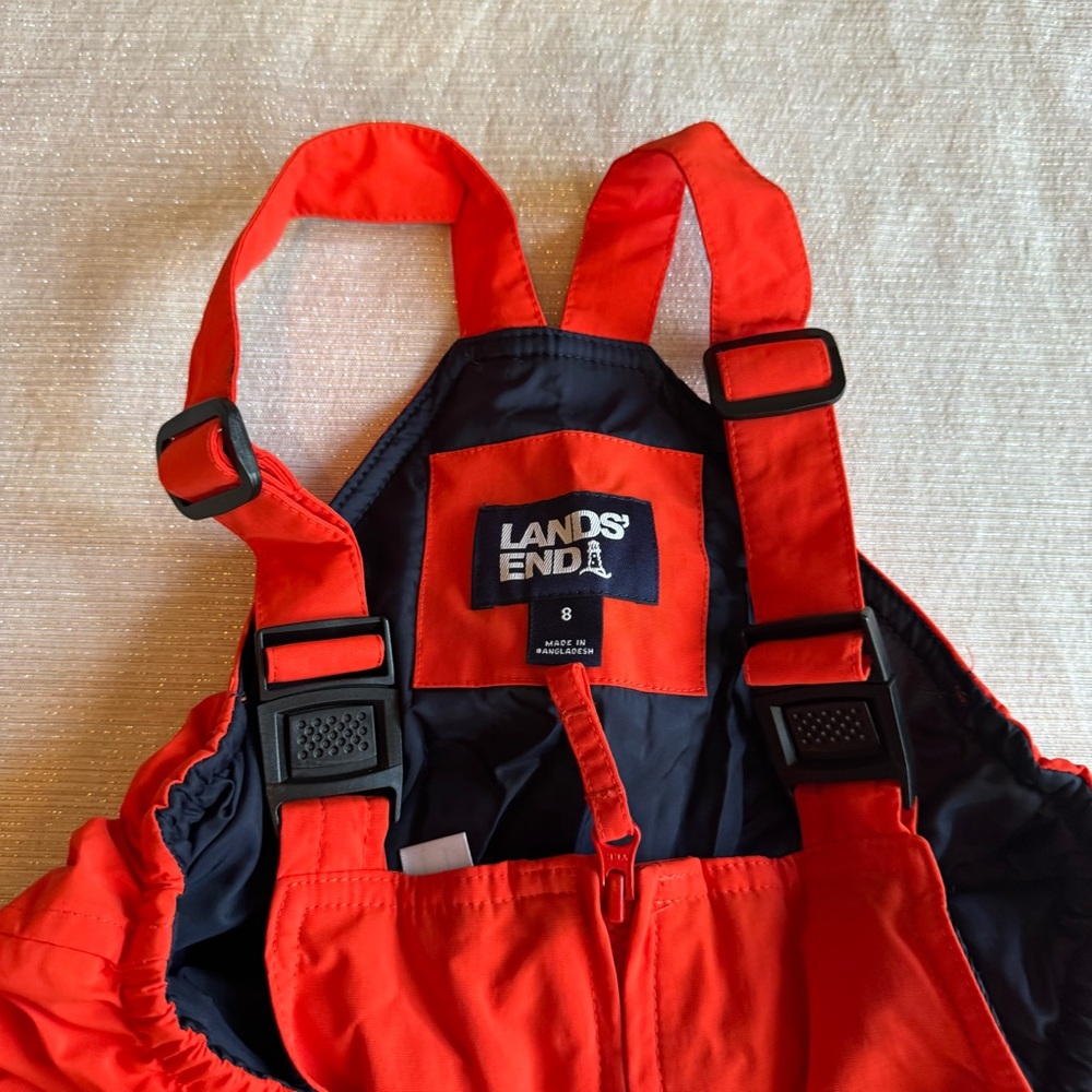 Lands' End Kids Orange Snow Bib - Size 8